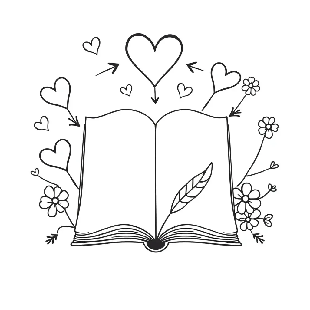 Valentine's Day hearts and books illustration