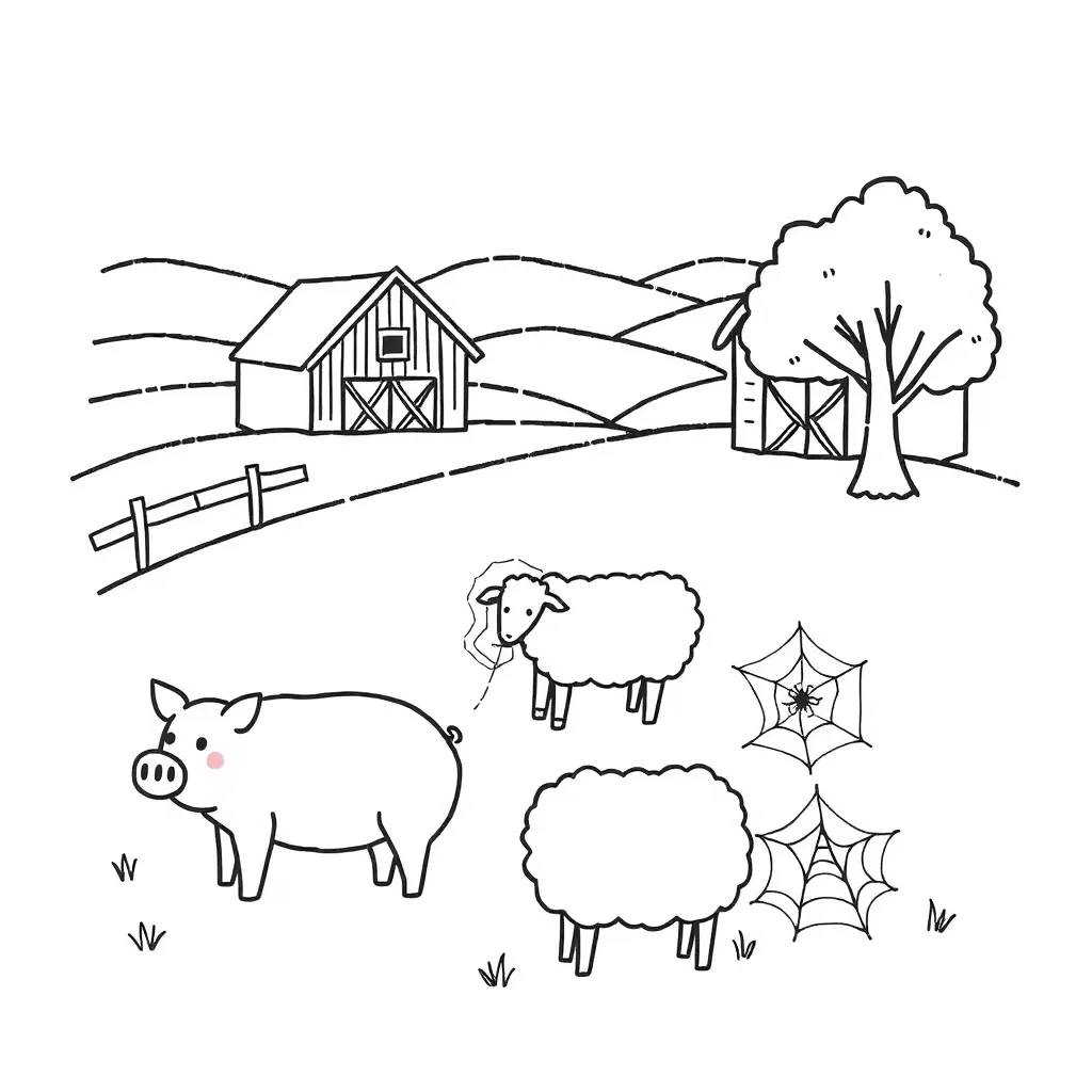 Charlotte's Web book cover with spider and pig
