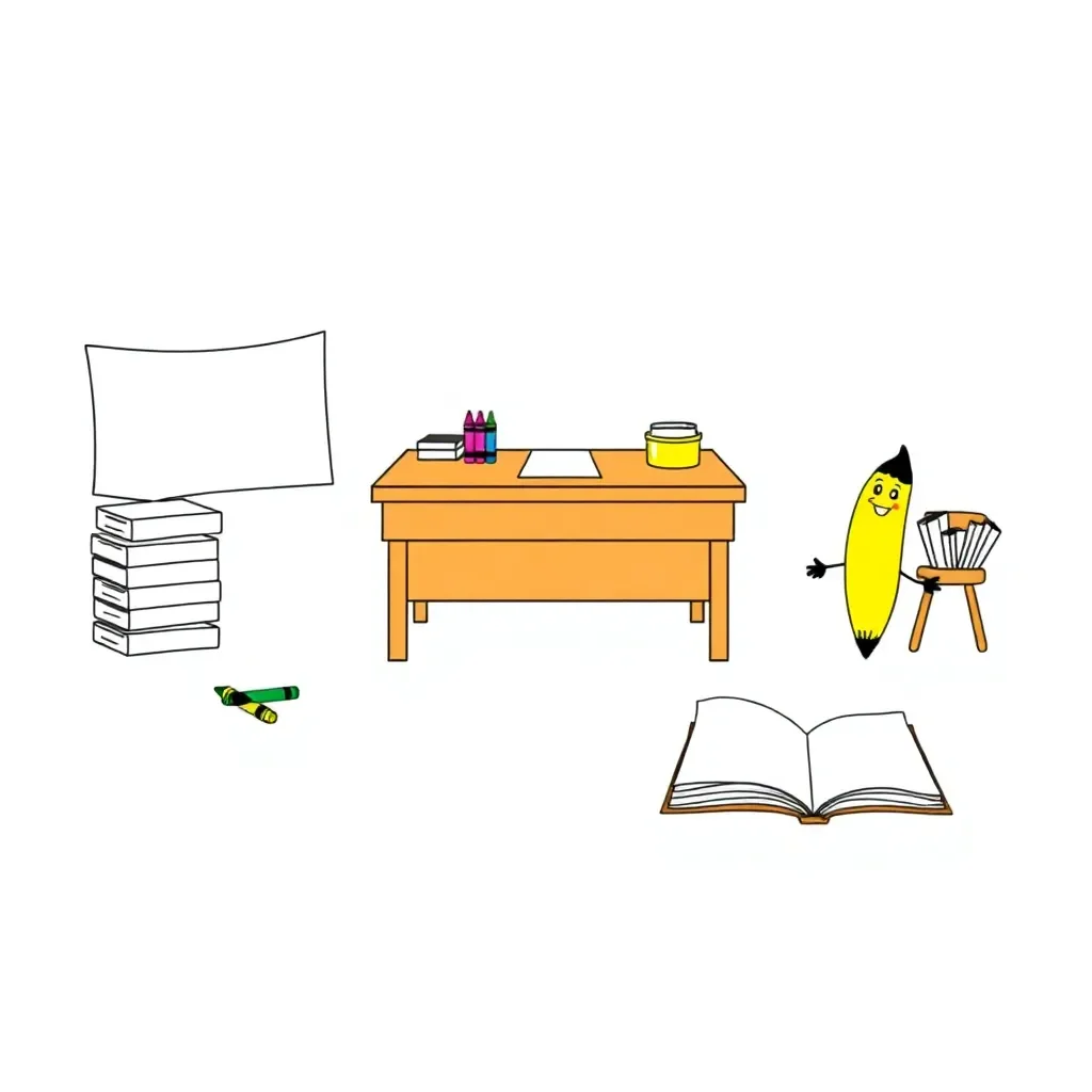 Writing center with pencils and paper