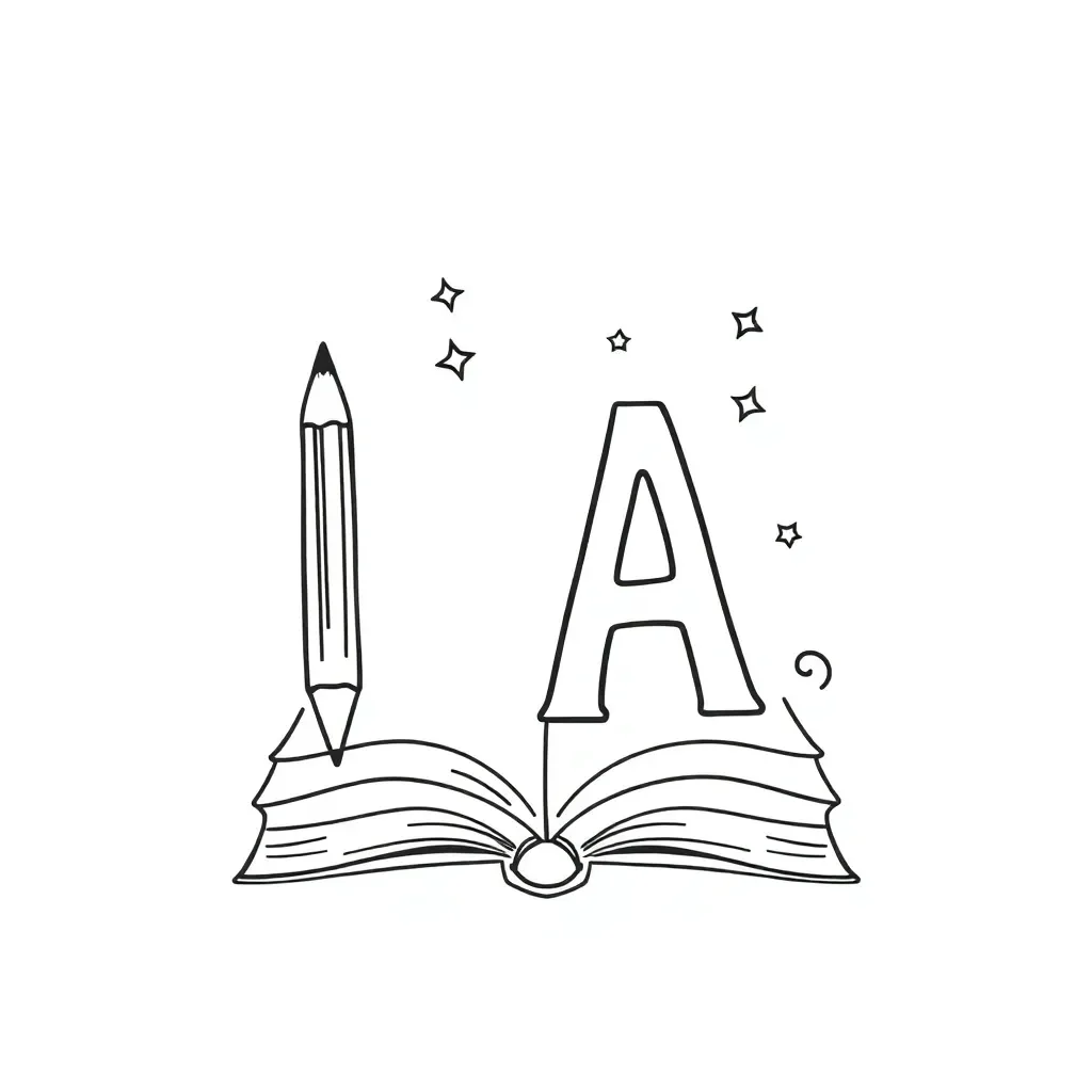 ABC blocks and pencil illustration