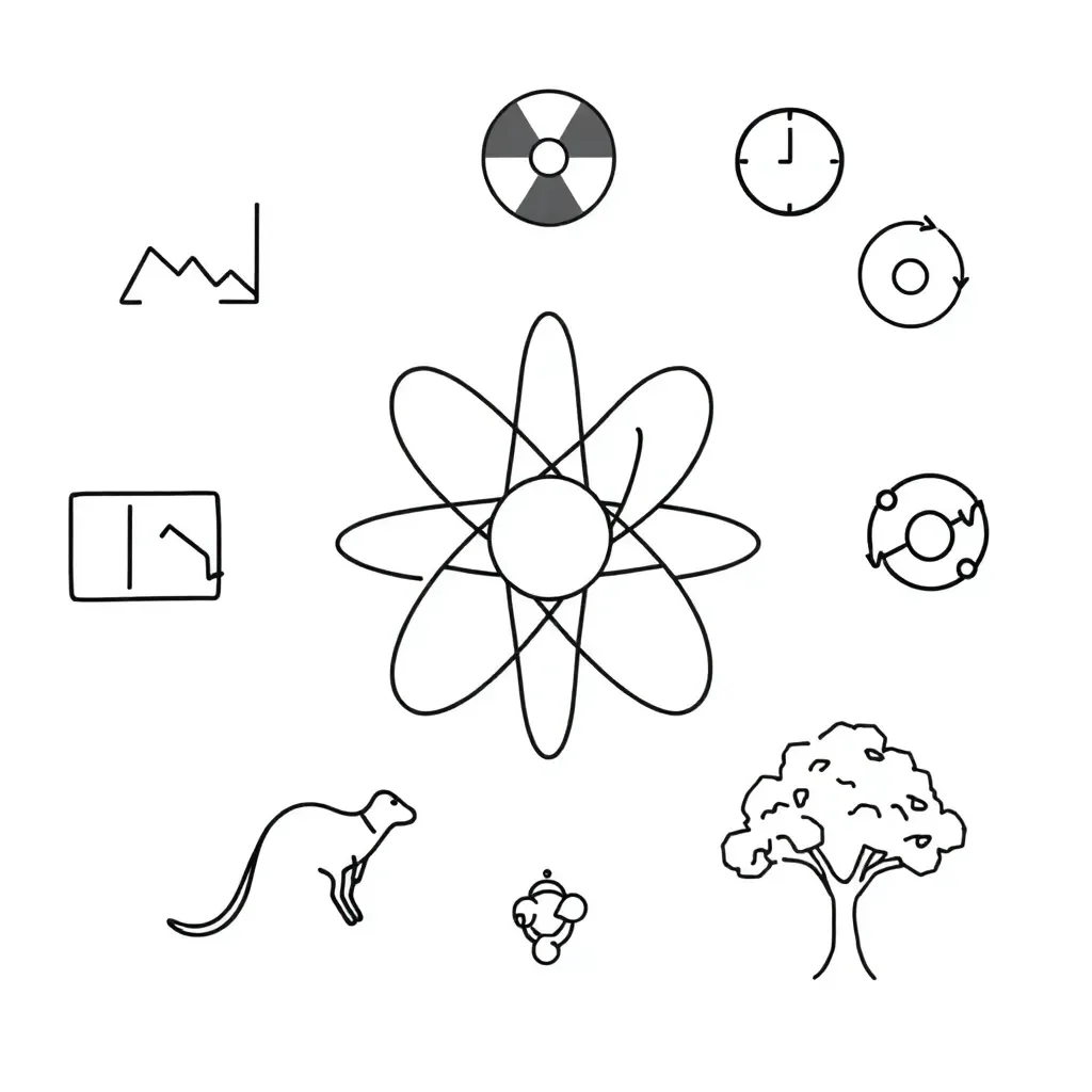 Atomic decay illustration