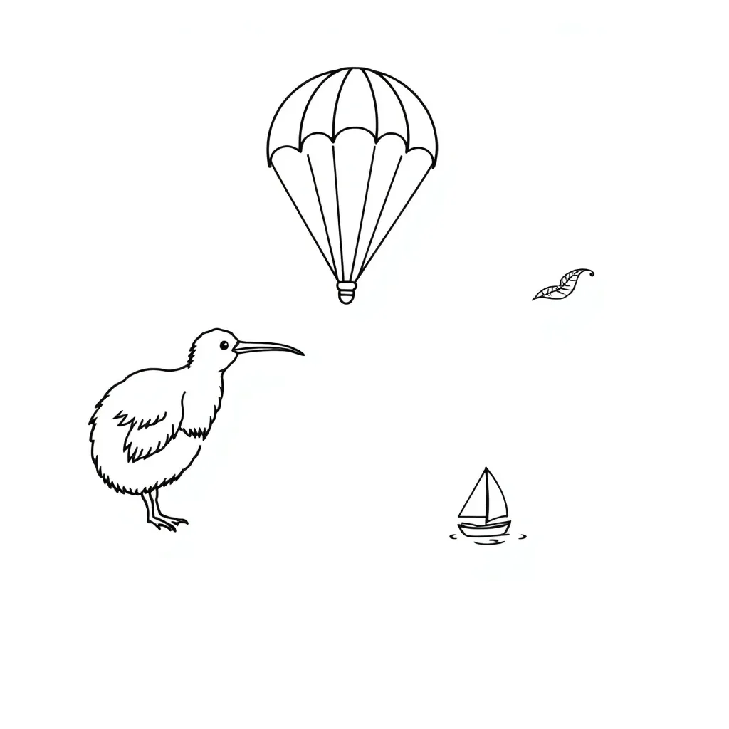 Parachute falling through air