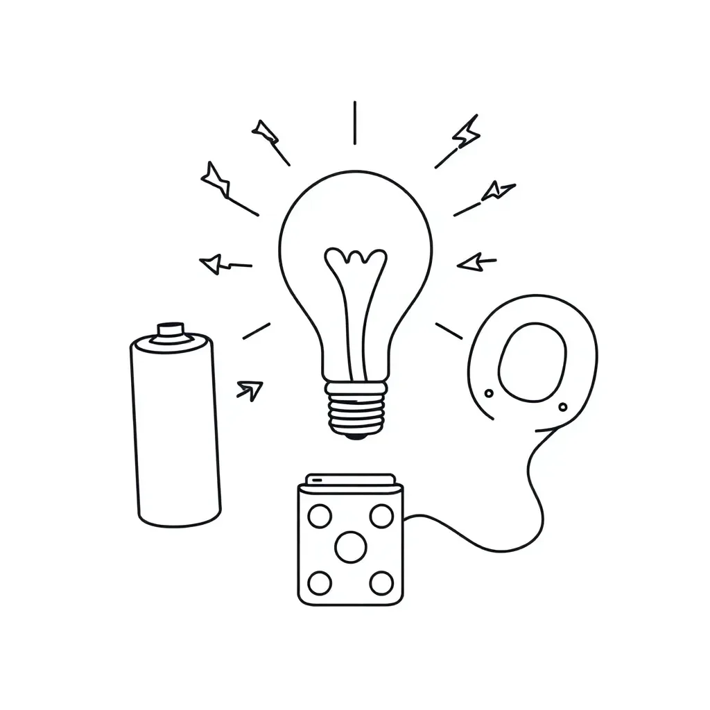 Lightning bolt and magnet illustration