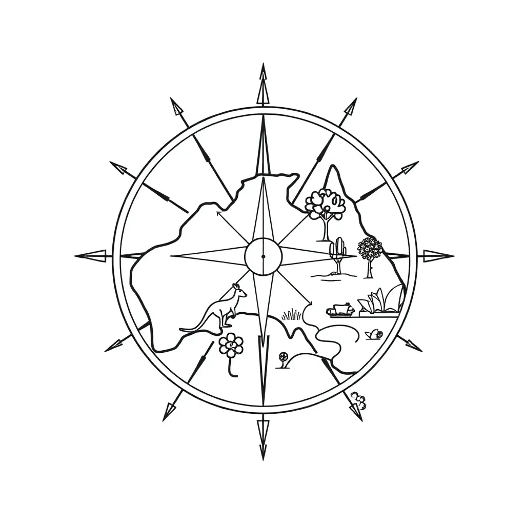 Compass and directional arrows