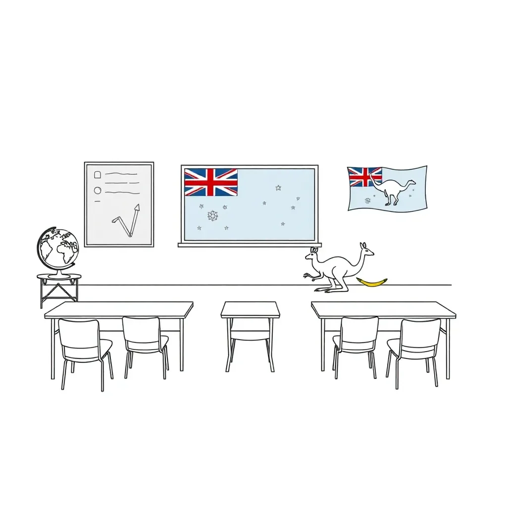 Classroom map with desk, door, and reading corner