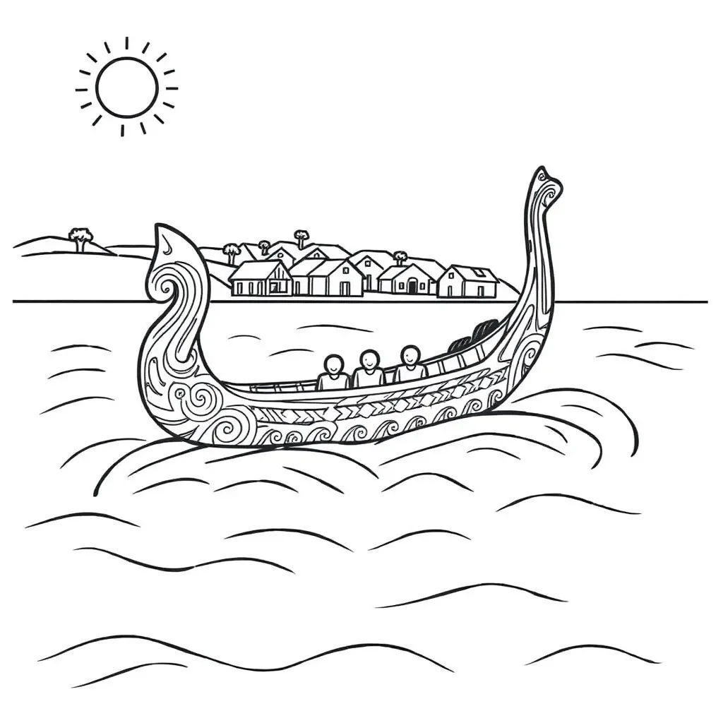 Traditional Samoan va'a boat illustration