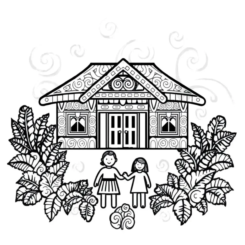 Child with family illustration