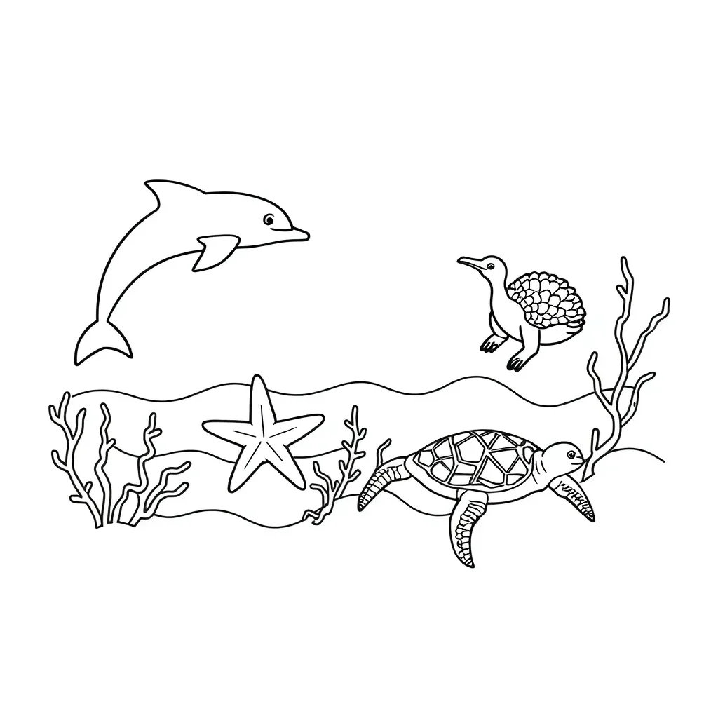 Sea animals swimming underwater