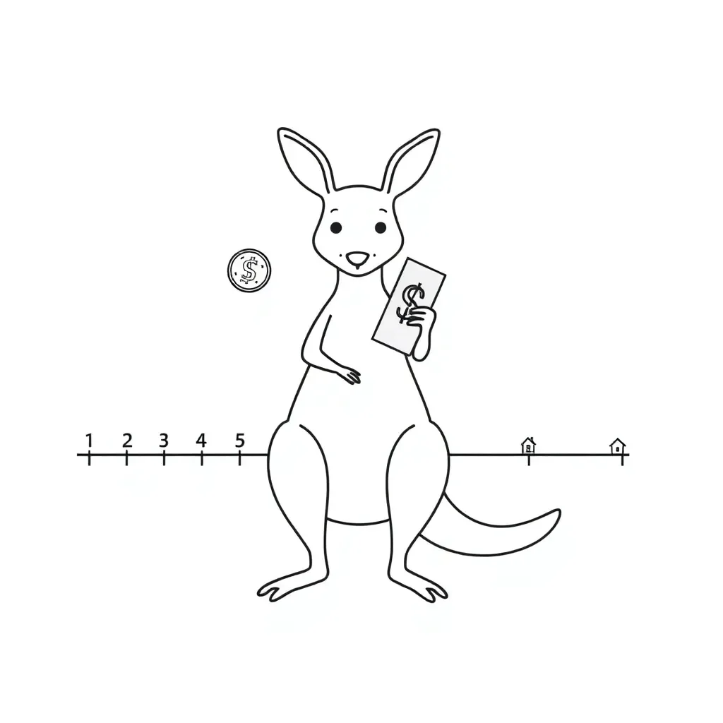 Money and number line illustration