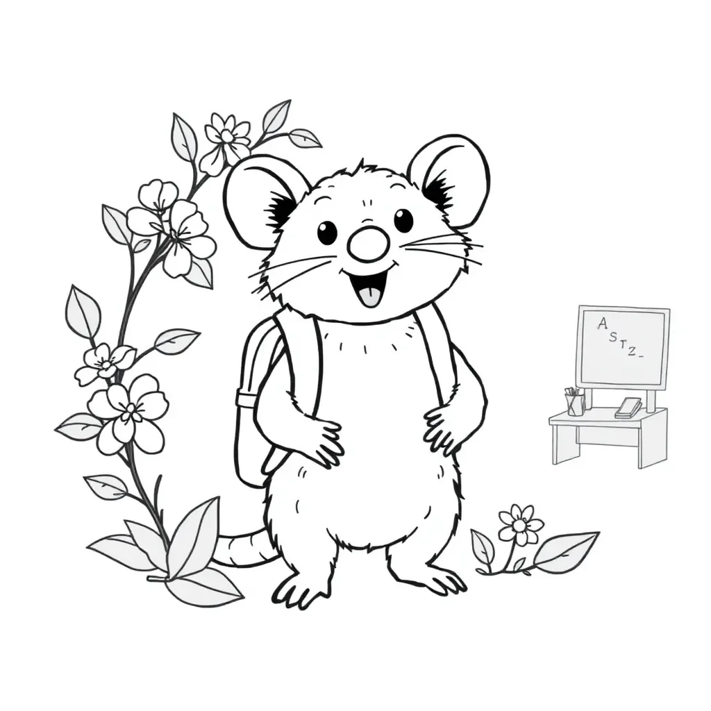 Possum at school illustration