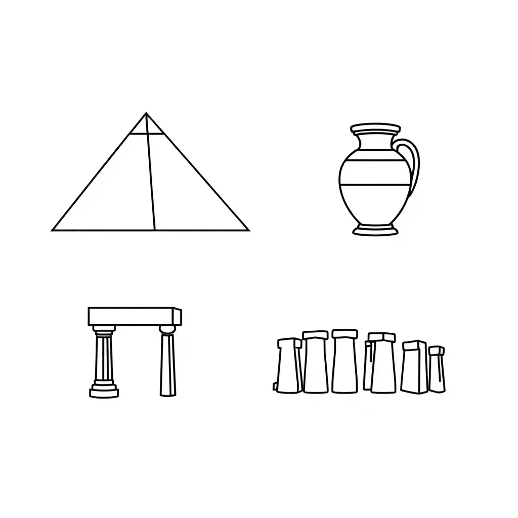 Ancient civilization pyramid and symbols