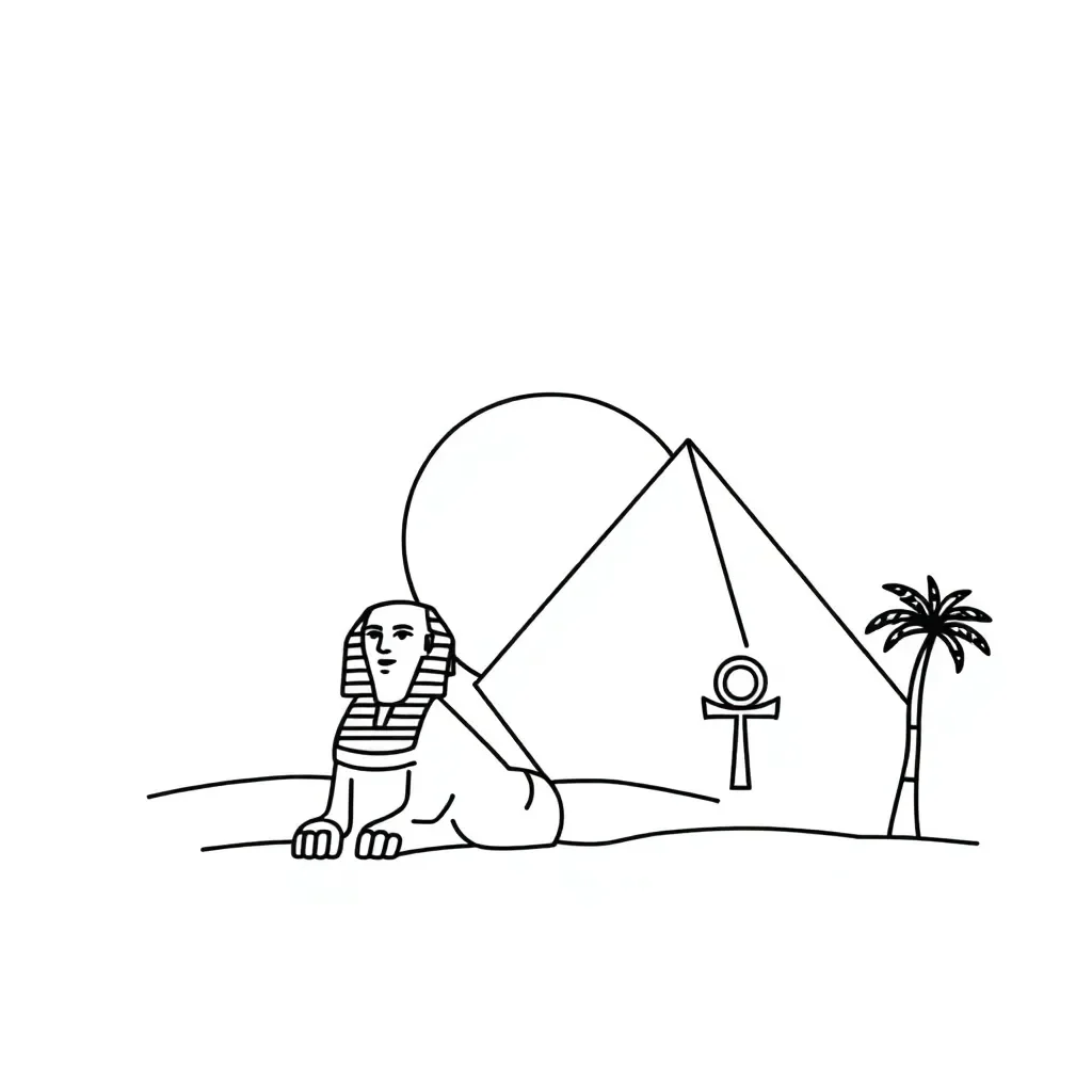Ancient Egypt Nile River and pyramids illustration
