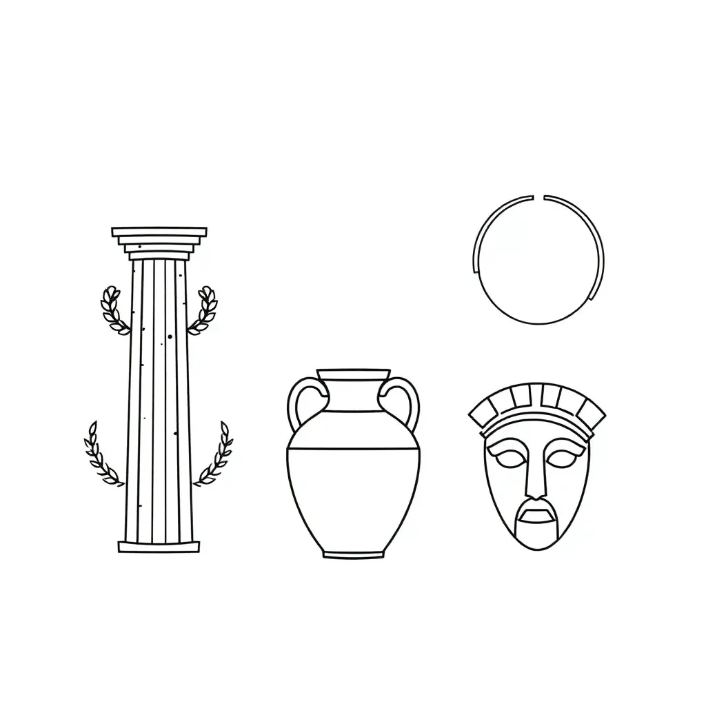 Ancient Greek temple and debate illustration
