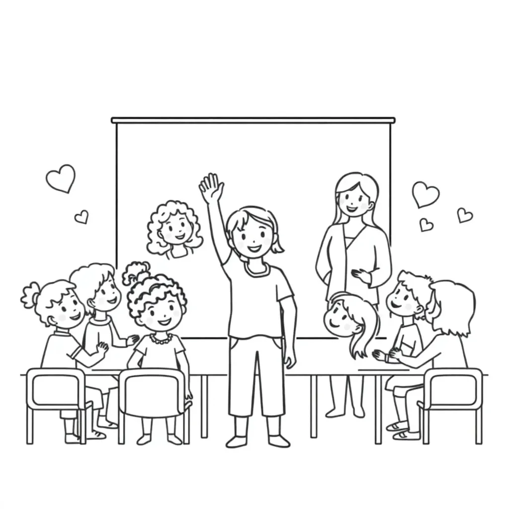 Children showing school values