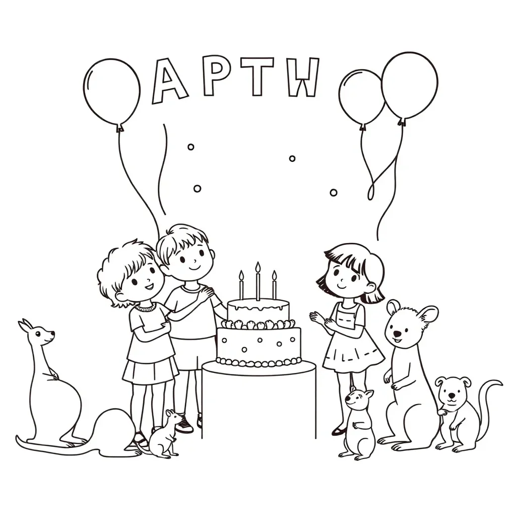 Children celebrating with musical notes and rhyming words