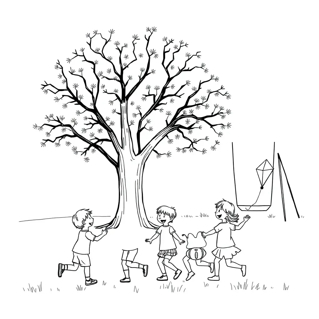 Children working together in team activities