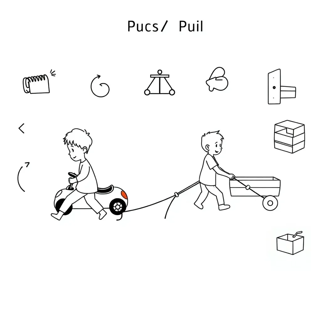 Children demonstrating push and pull forces