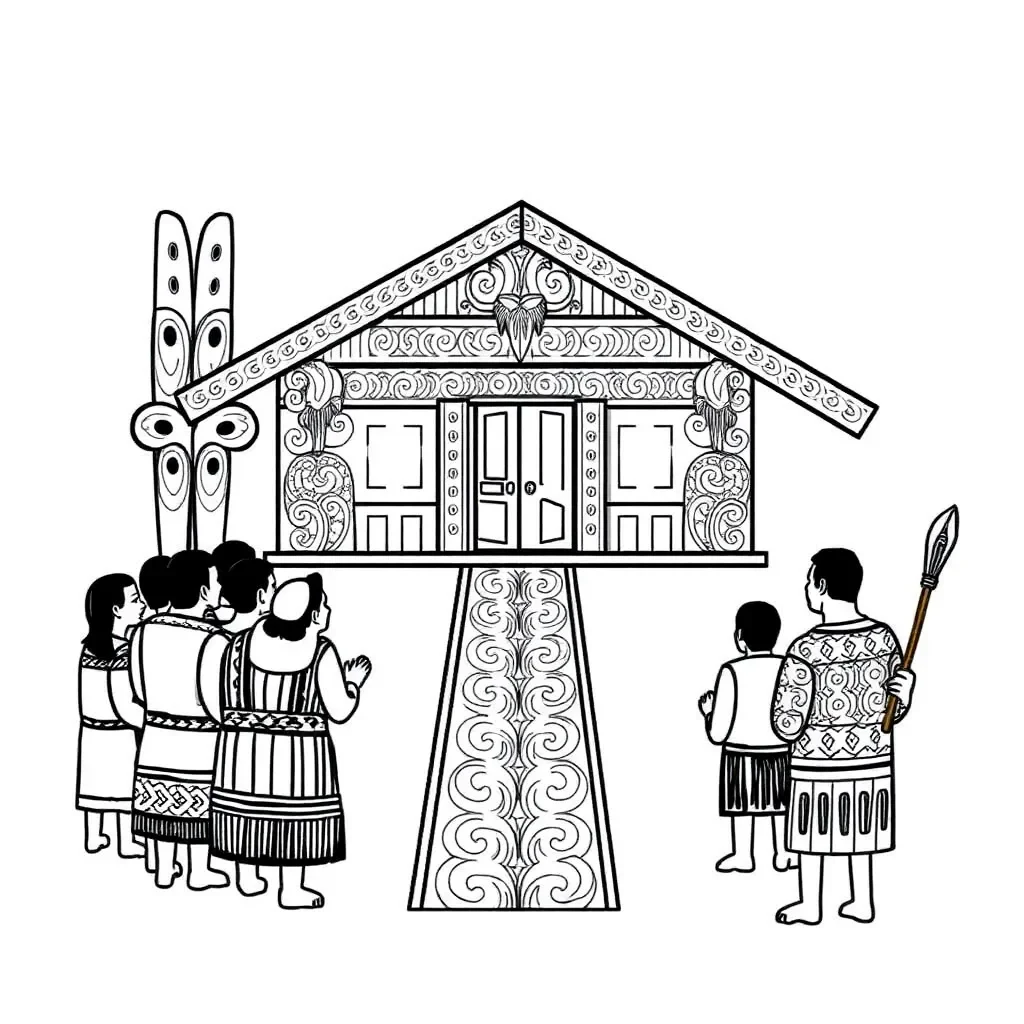 Pōwhiri ceremony illustration