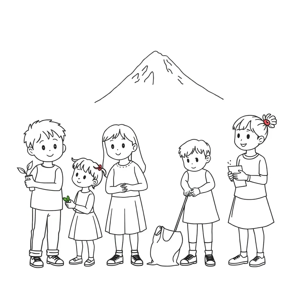 Children helping in community