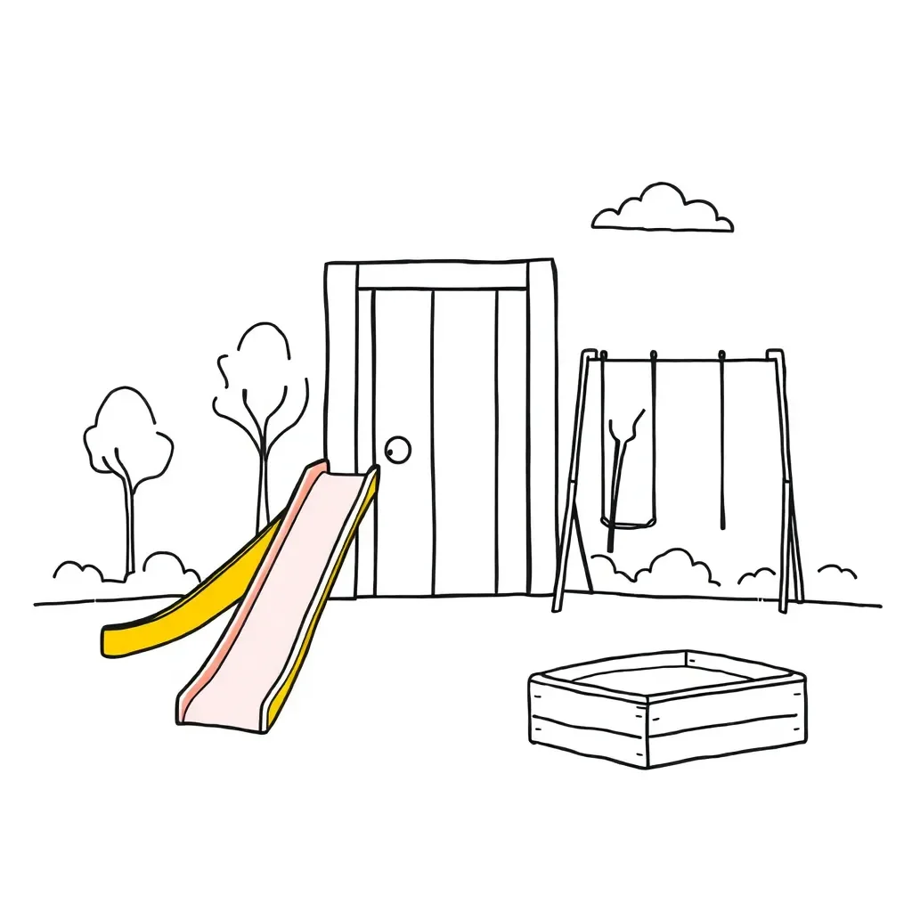 A mysterious door on a playground