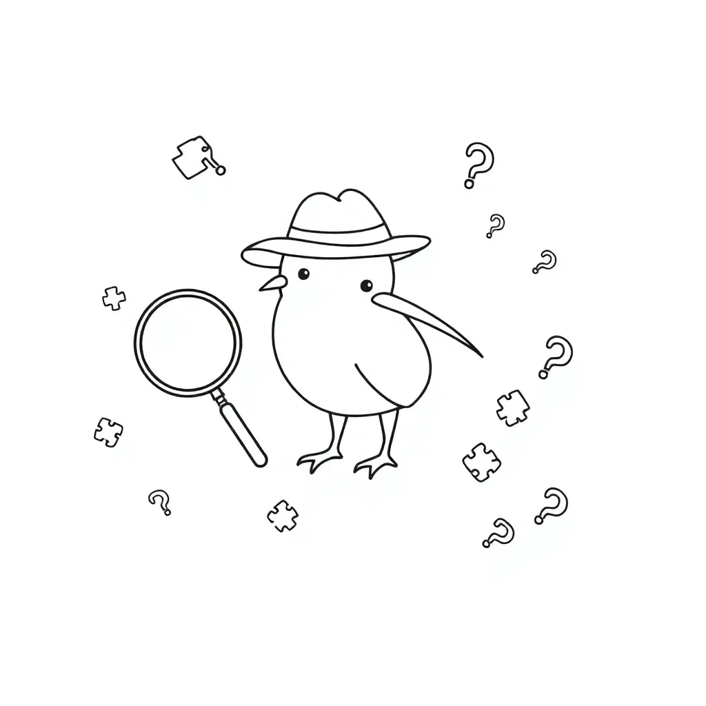 Detective with magnifying glass examining text