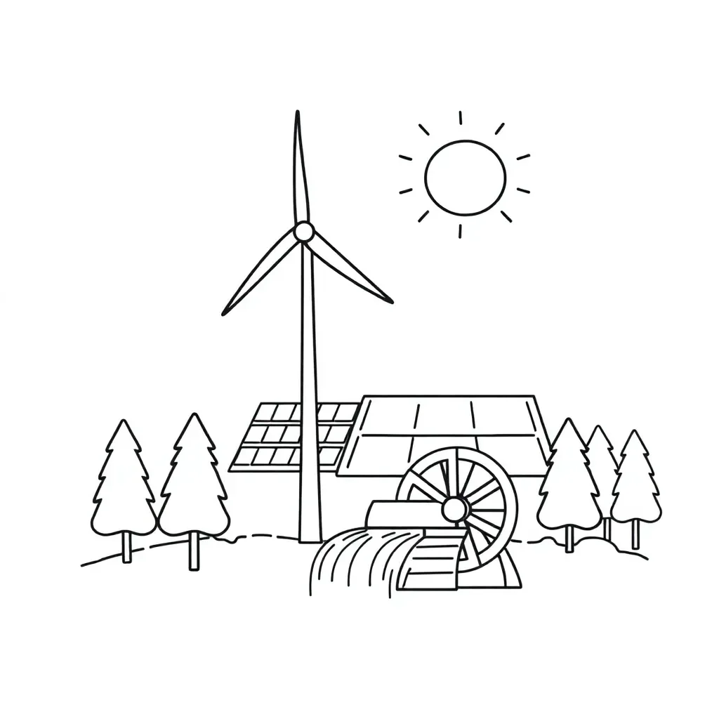 Renewable energy sources illustration