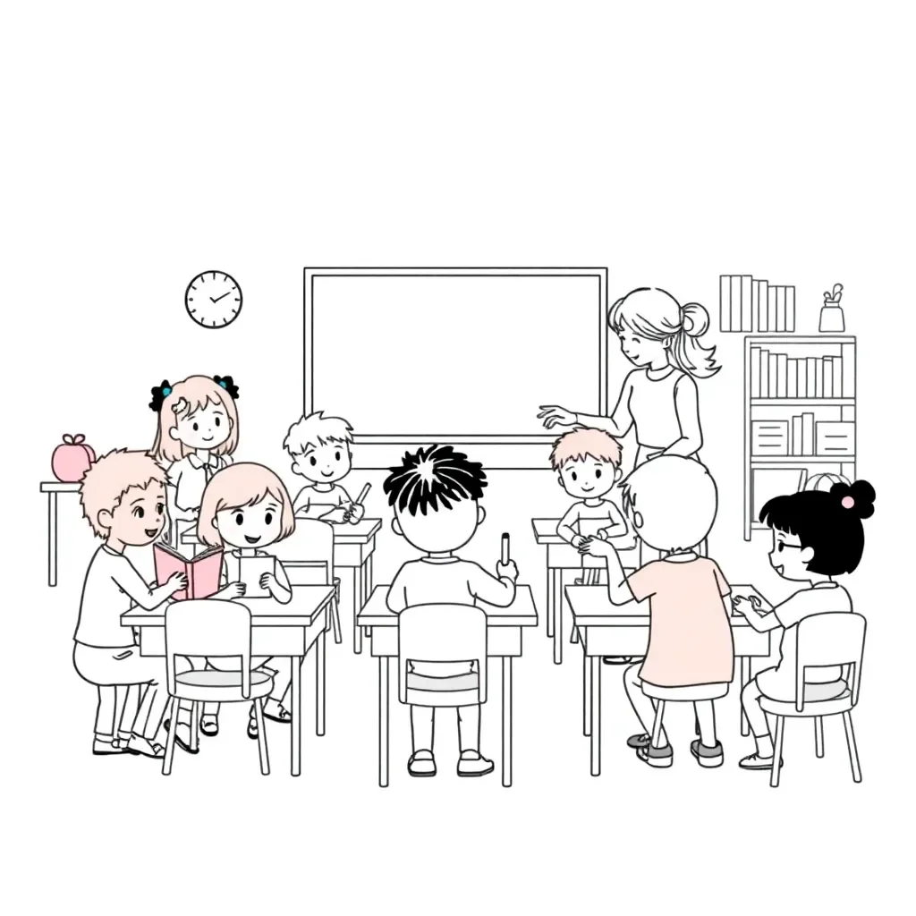 Students working together in classroom