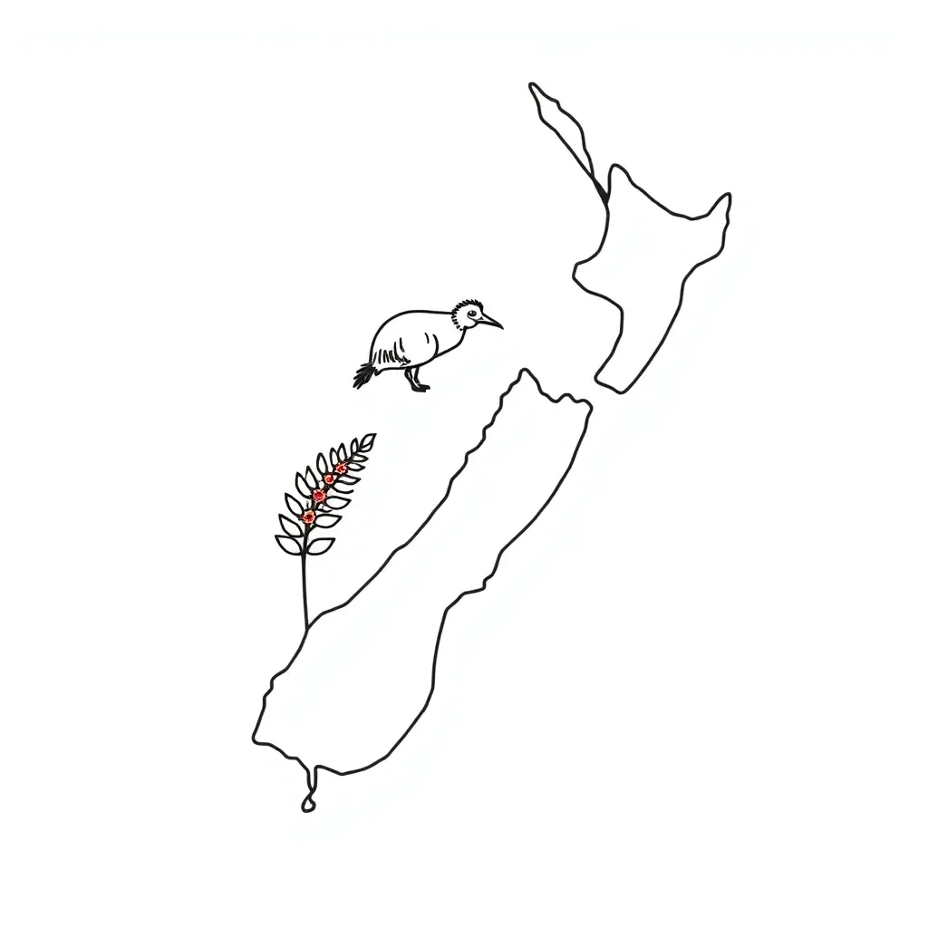 Map and compass illustration
