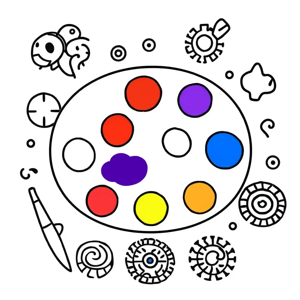 Colourful paint palette and shapes