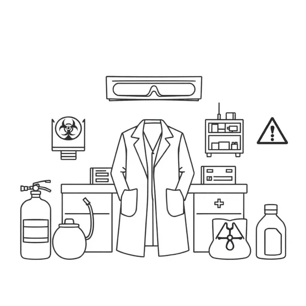 Laboratory safety equipment illustration