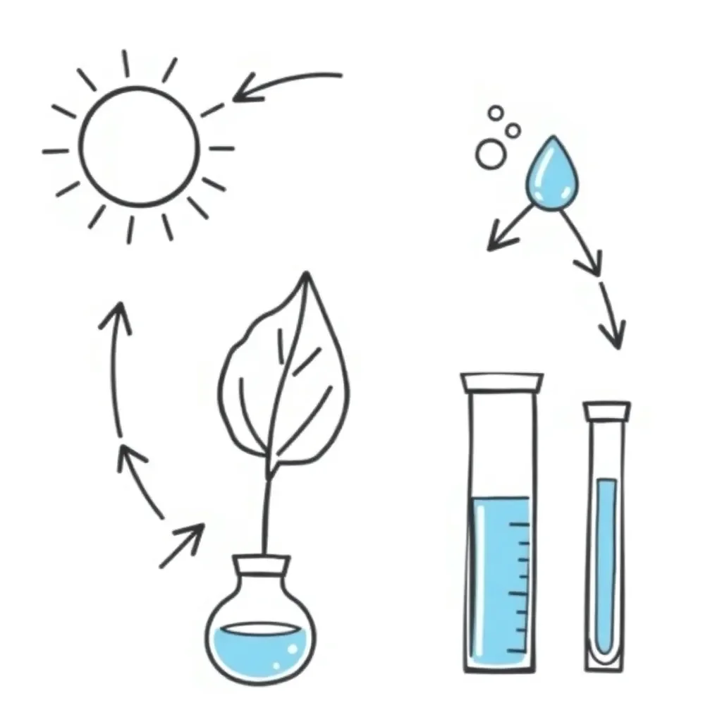 Leaf with sunlight and chemical equation