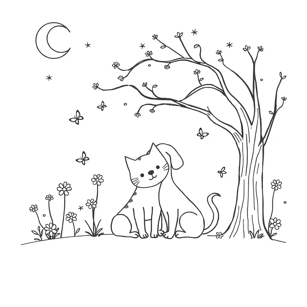 Cat and hat rhyming illustration