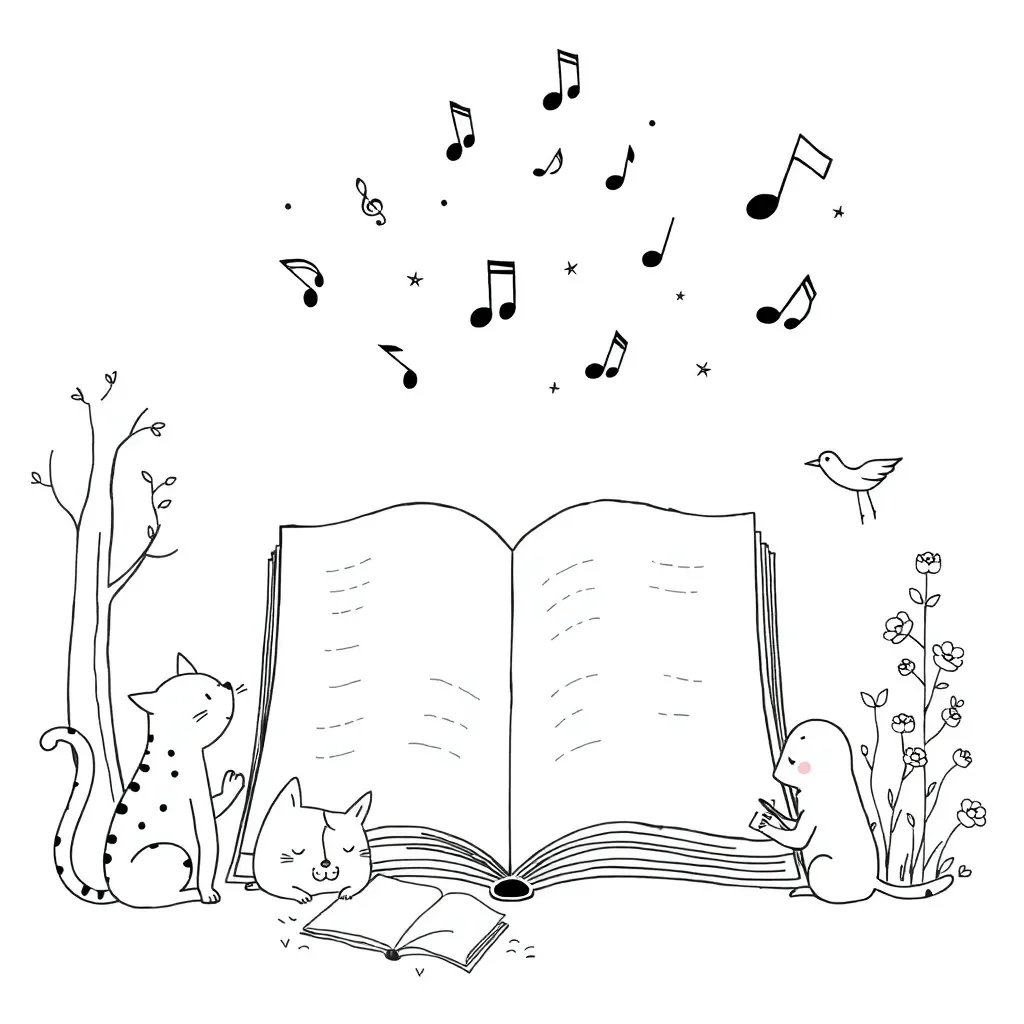 Happy children reading poetry books