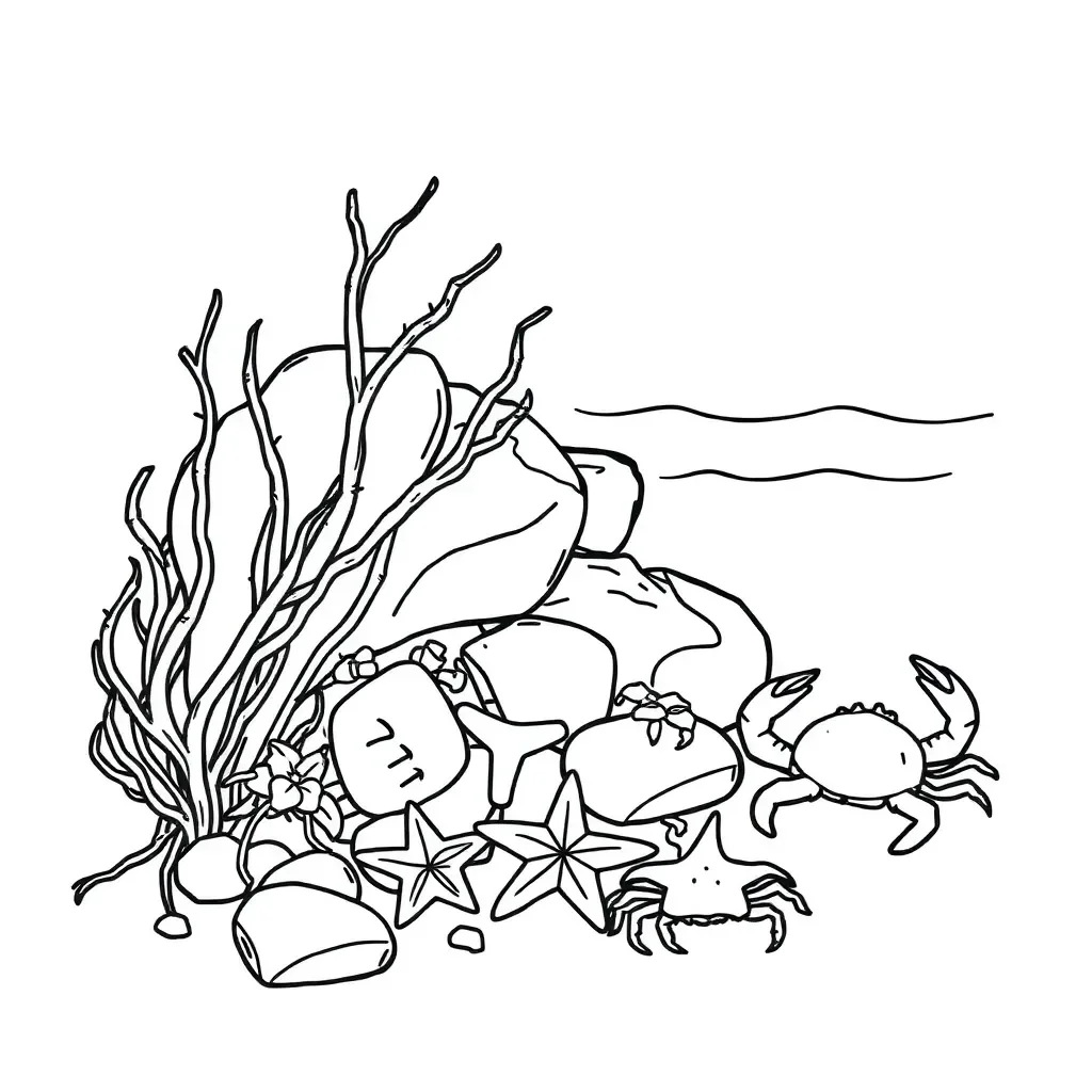 Timaru rocky shore ecosystem with tide pools and marine life