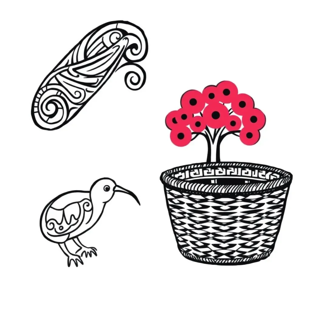 Māori patterns and vocabulary illustration