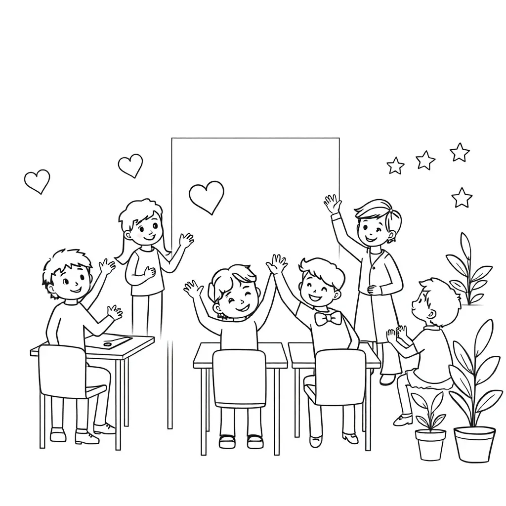Happy children showing positive actions