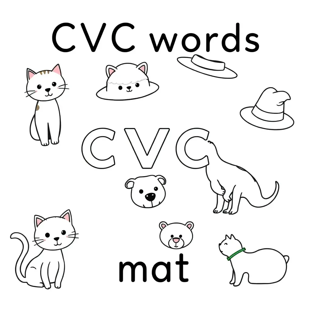 Student reading CVC words illustration