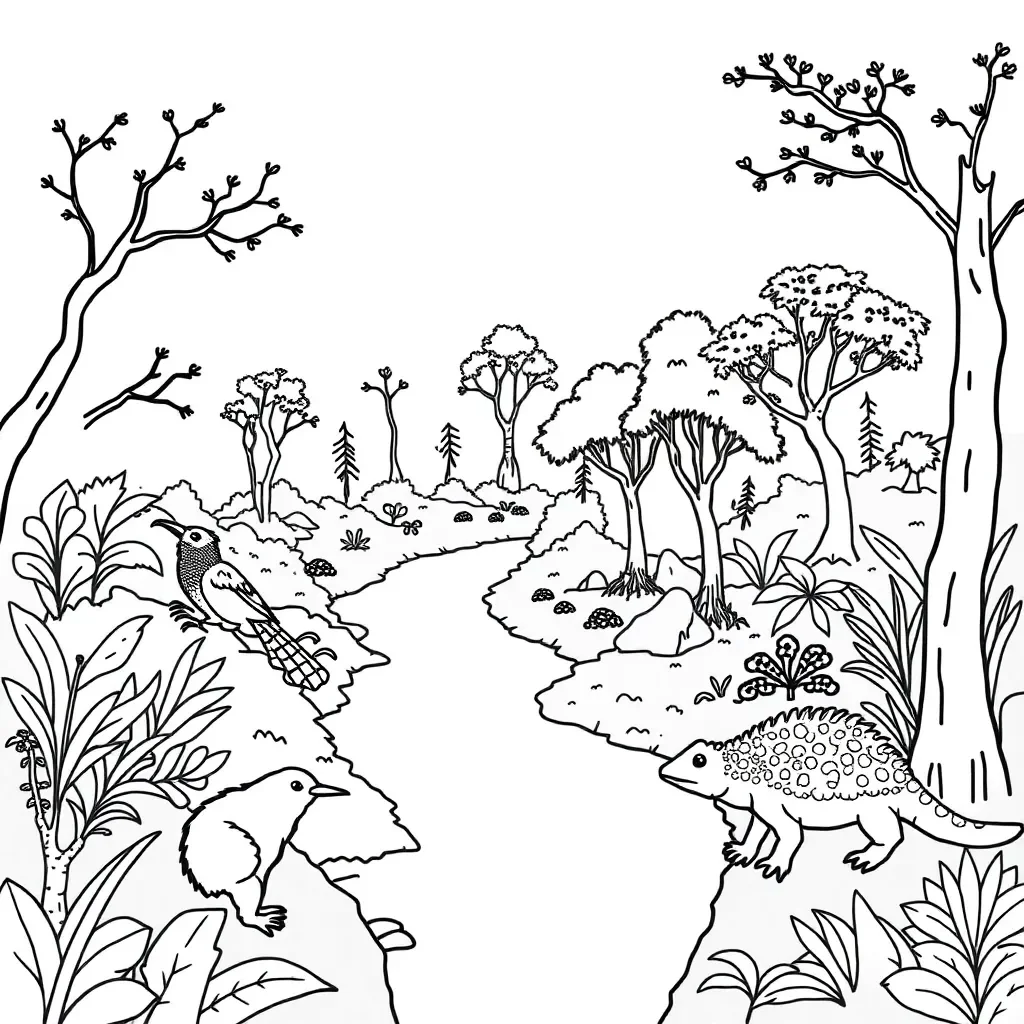 Bear hunt illustration with family walking through grass