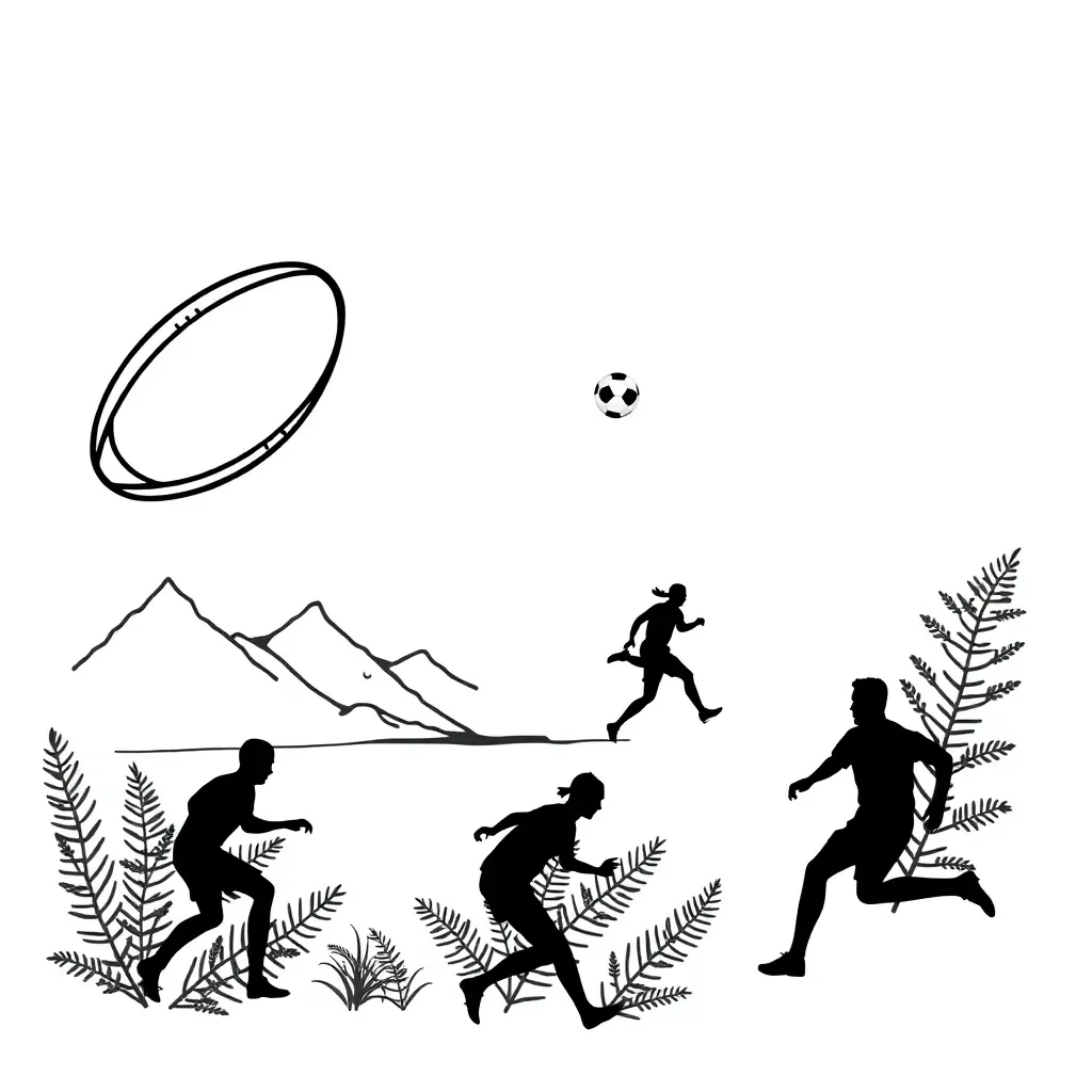 Athletes performing various sports movements