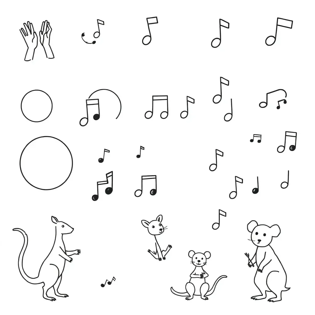 Musical notes and rhythm symbols