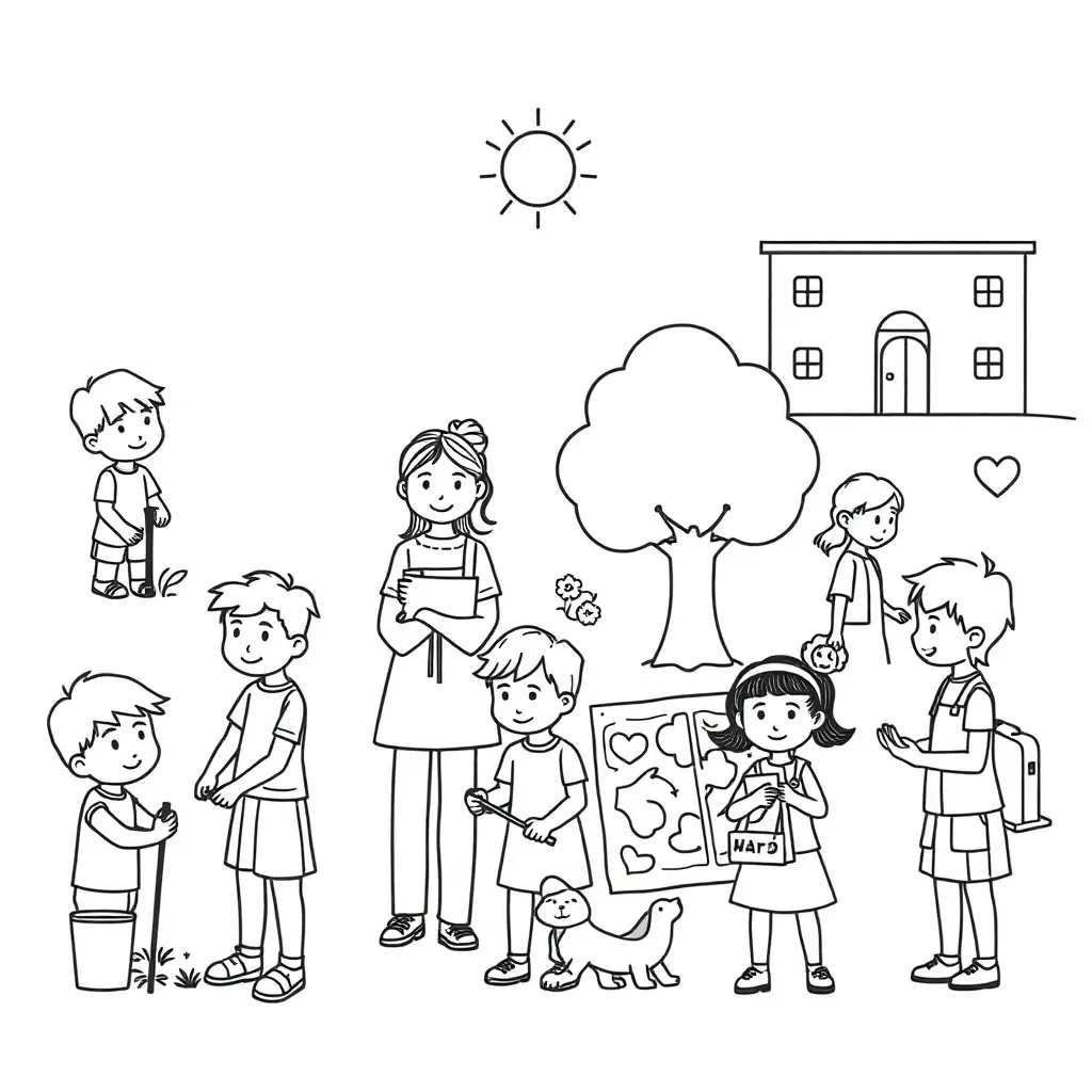 Community helpers and volunteers illustration