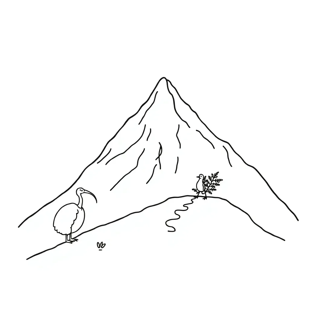 Boy climbing mountain illustration