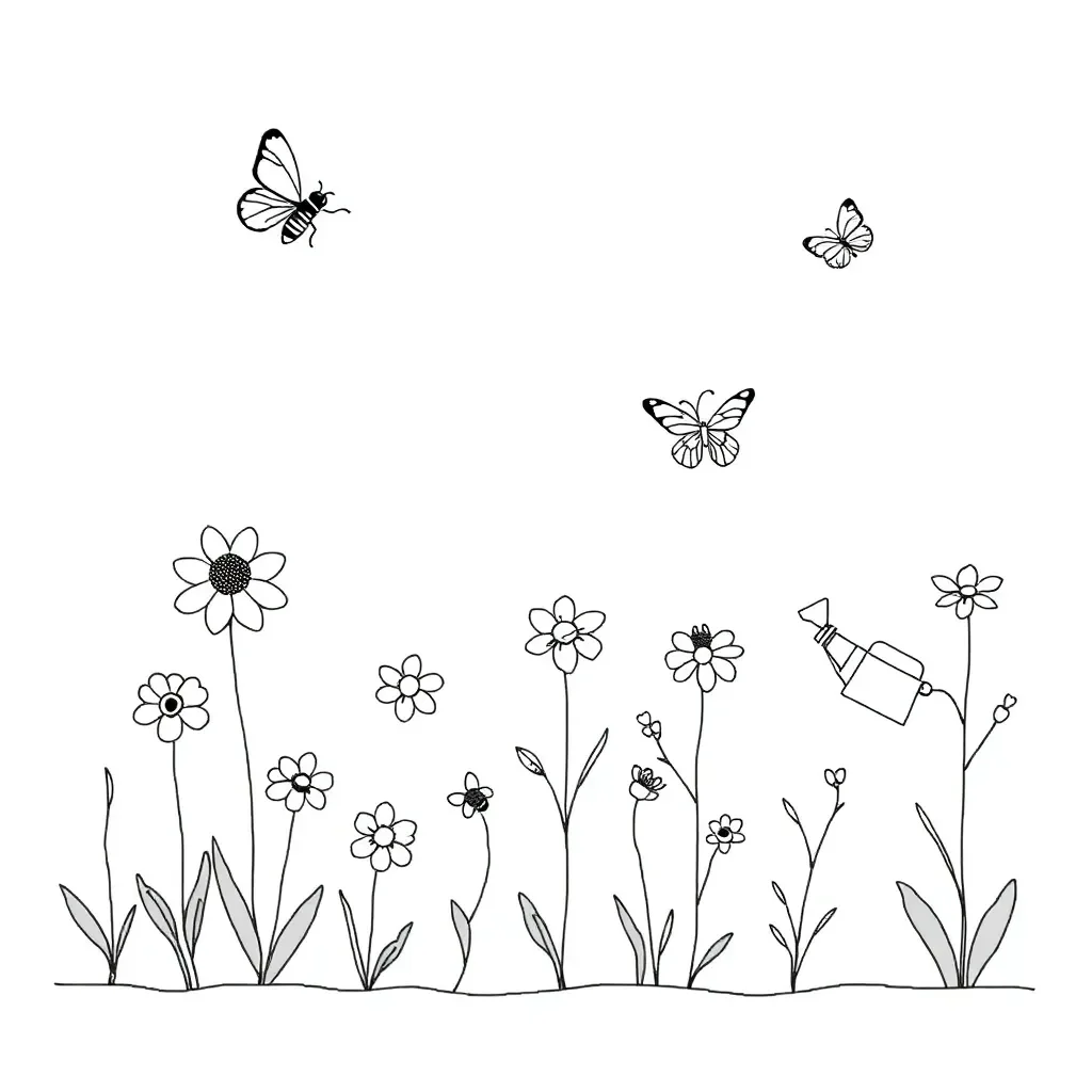 Flowering plant with bee pollinating