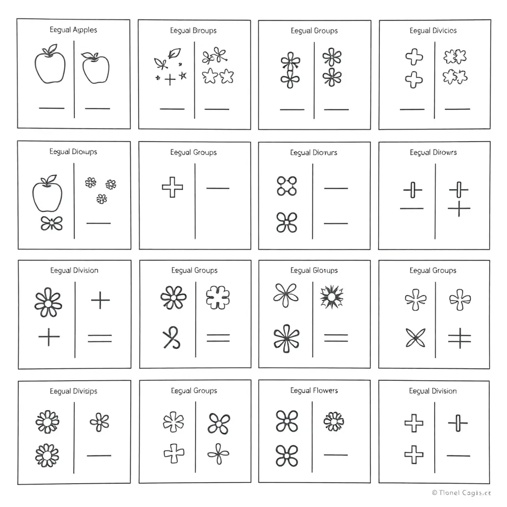 Division facts cards illustration