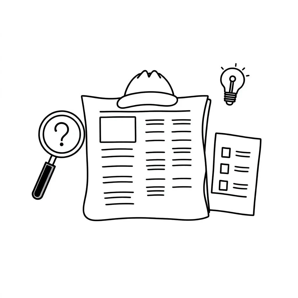 Detective with magnifying glass examining news articles