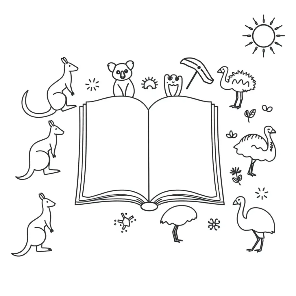 Books with vowel sounds illustration