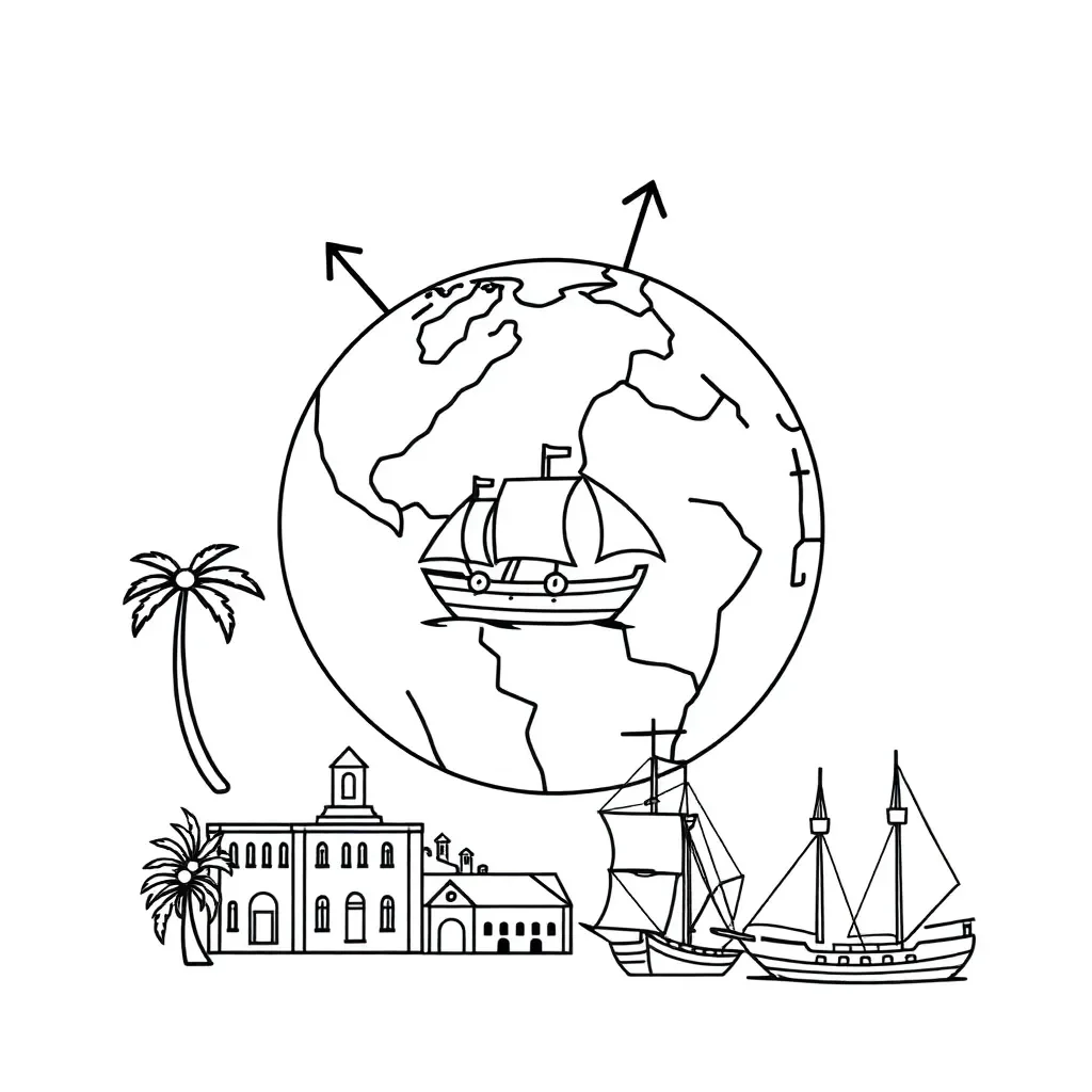 American flag and world map illustration