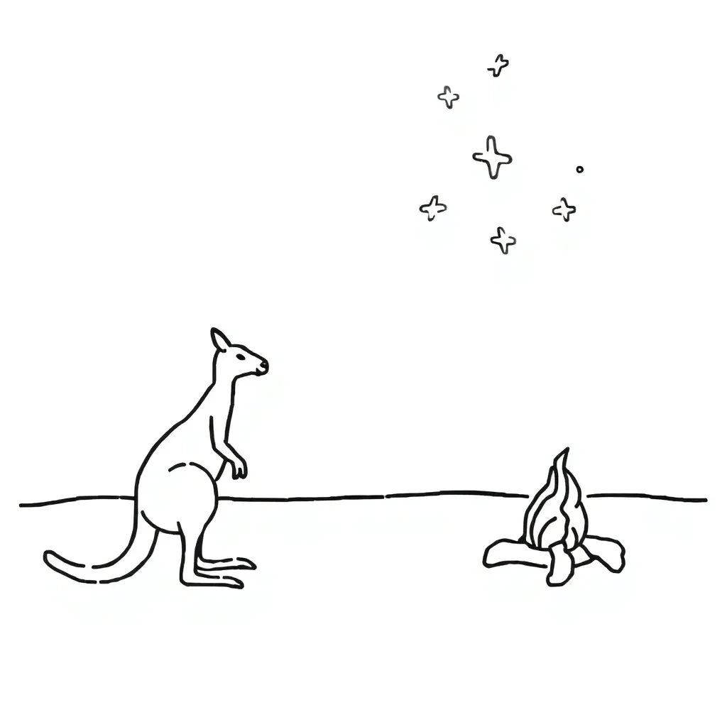 Aboriginal art illustration with traditional symbols