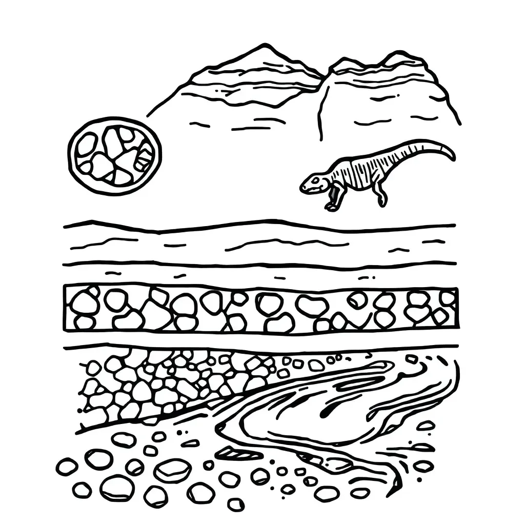 Sedimentary rock layers illustration