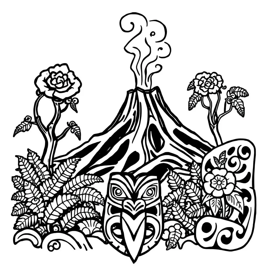 Mount Tarawera volcano illustration